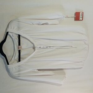 3 for $15,Women's NWT, Mossimo, Sz M, white, button, scoop neck, 3/4 sleeve